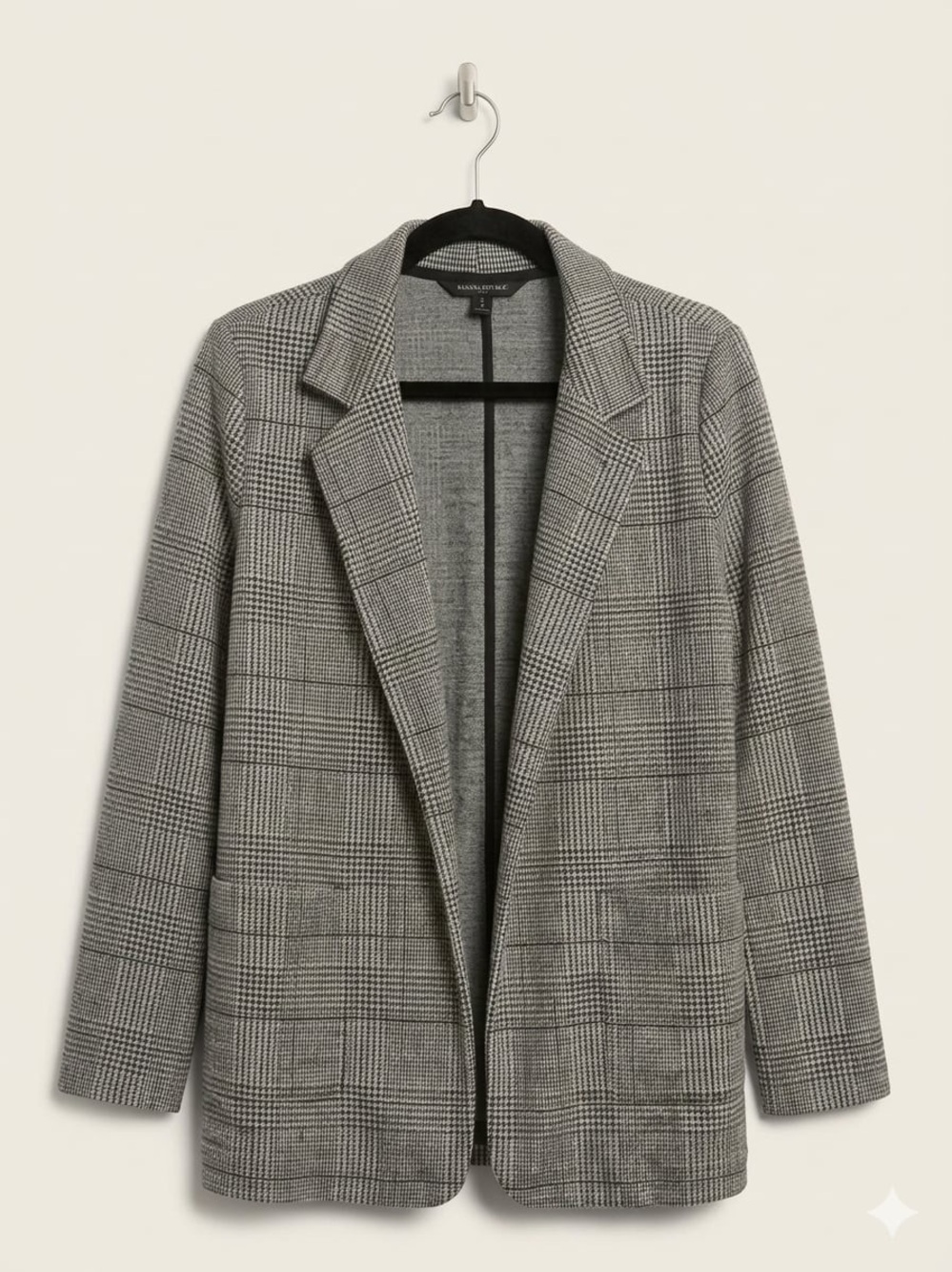Banana Republic Gray/White Plaid Open-Front Blazer